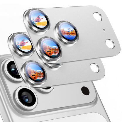 Uyiton Compatible with iPhone 17 Pro Max Camera Lens Protector - [Not Easy to Break][Strong Adsorption][Case-Friendly] Metal Tempered Glass Rear Camera Screen Cover - Deep Blue