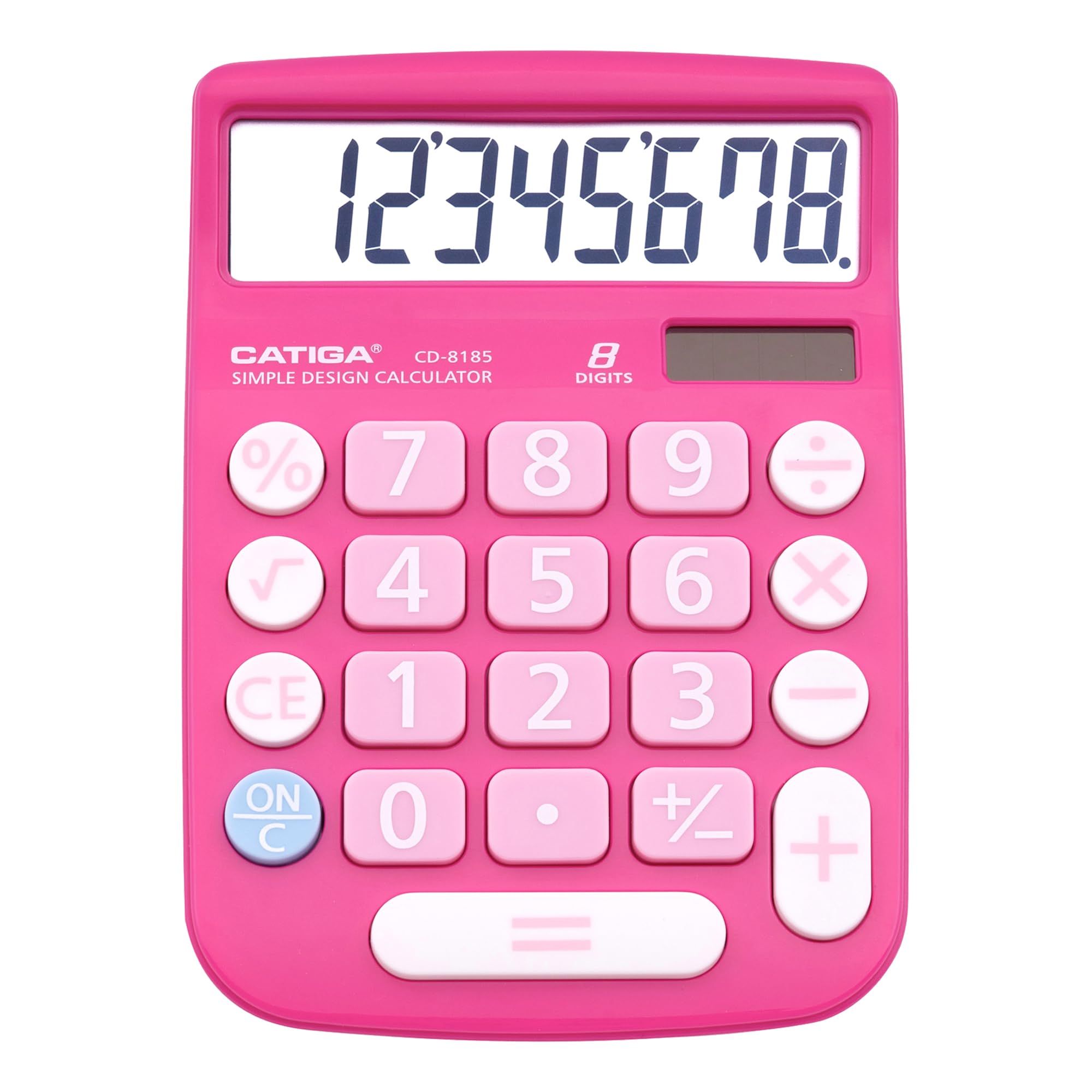 CATIGA Desktop Calculator 8 Digit with Solar Power and LCD Display, Big Buttons, for Home, Office, School, Class and Business, 4 Function Small Basic Calculators for Desk, CD-8185