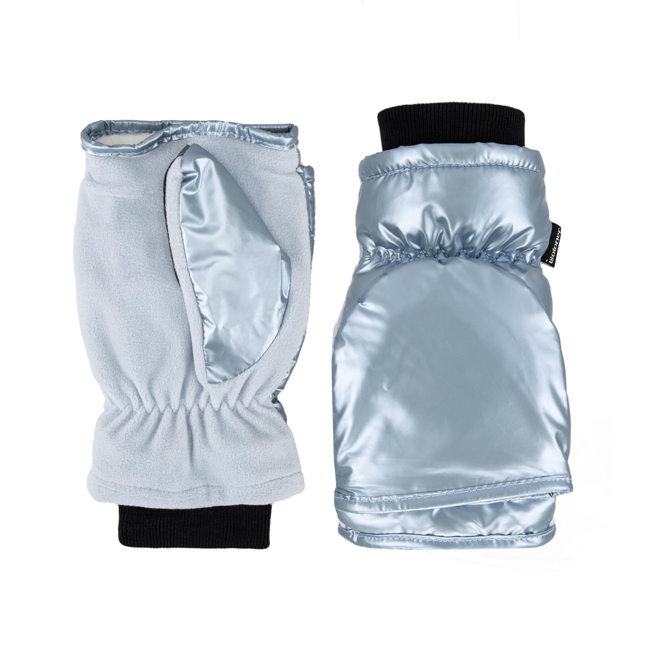 isotoner womens Water Repellent Touchscreen Iridescent Sleekheat Gloves and Flip Top Mittens