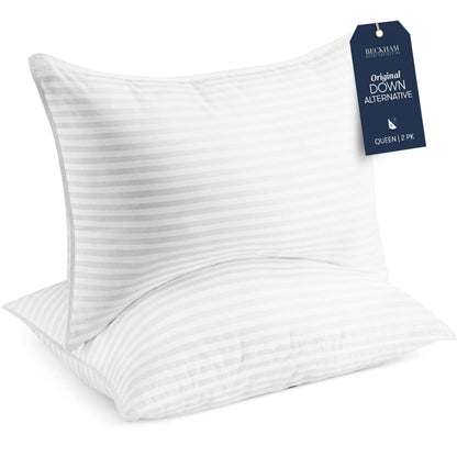 Beckham Hotel Collection Bed Pillows King Size Set of 2 - Down Alternative Pillow for Back, Stomach or Side Sleepers
