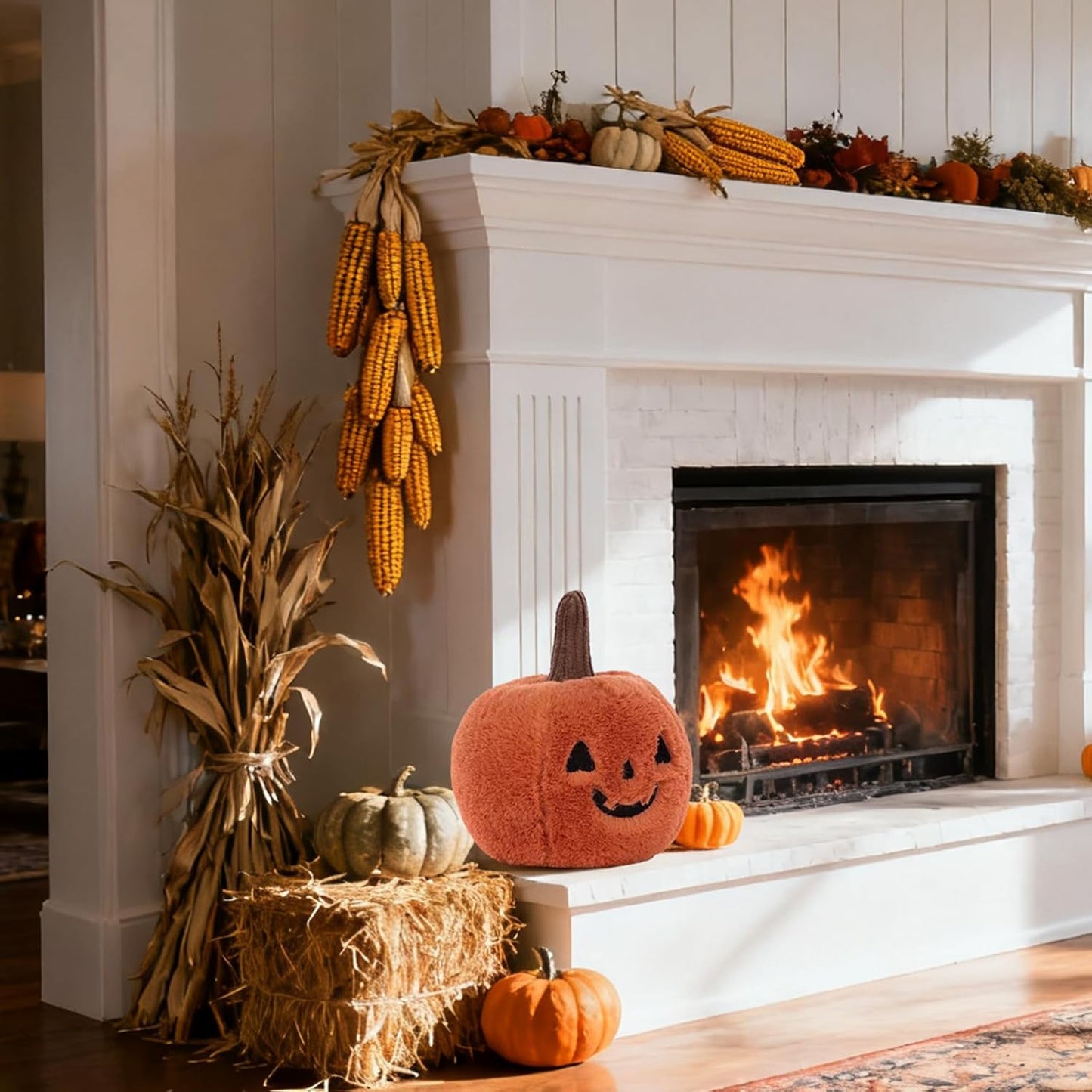 Halloween Pumpkin Plush Pillow Stuffed Toy for Kids - 11.8" Plush Pumpkin Shaped Throw Pillow, Soft Stuffed Fall Halloween Decor for Sofa Bed, Funny Thanksgiving