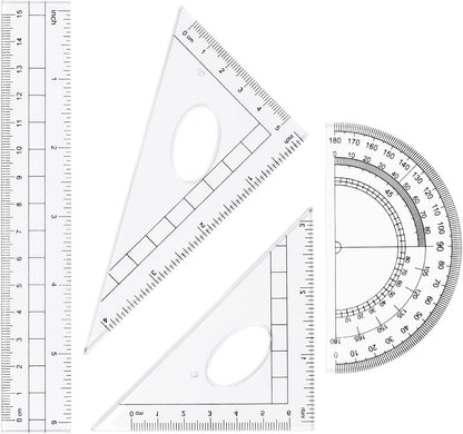 Math Geometry Kit Sets 10 Piece Student Supplies with Shatterproof Storage Box,Includes Rulers,Protractor,Compass,Eraser,Pencil Sharpener,Lead Refills,Pencil,for Drafting and Drawings（Green）