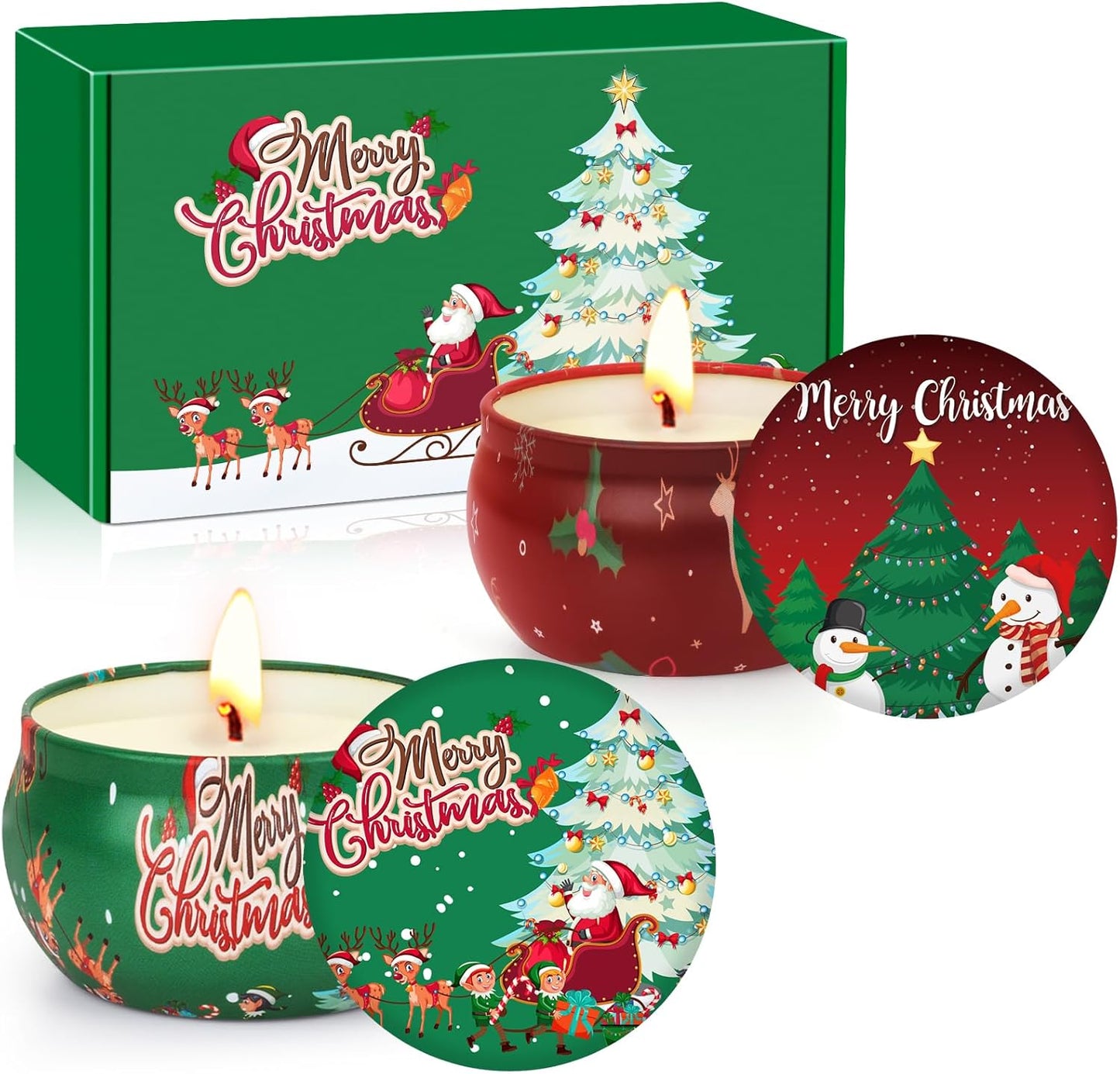Christmas Candles - Scented Candle Gift Set for Women, 2 Packs 2.5 oz Candles for Home Scented, Stress Relief Aromatherapy Candles for Women, Ideal Christmas Gifts for Friends Mom Coworker Teacher