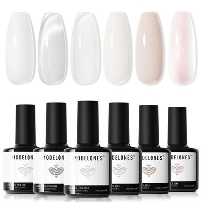 modelones Christmas Gel Nail Polish Set, 6 Colors Cat Eye Red Green Glitter Gold Silver Winter Gel Polish Kit with Magnet Nail Stickers Soak Off Led Nail Art Manicure Salon DIY New Year Holiday Gifts