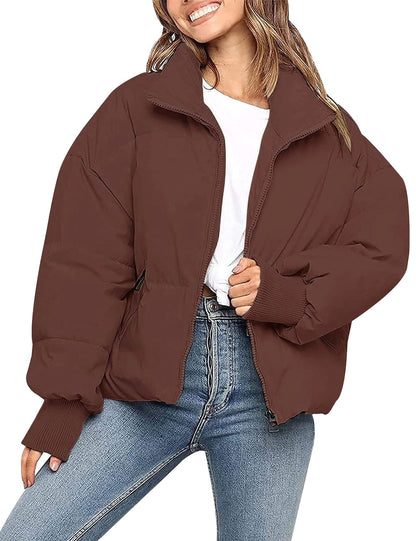Gihuo Women’s Winter Cropped Puffer Jacket Coat Short Warm Quilted Jacket 2025