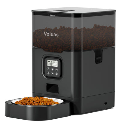 VOLUAS Automatic Cat Feeders - Timed Pet Feeder for Cats and Dogs with Dry Food Dispenser, Desiccant Bag, Programmable Portion Control, 4 Daily Meals, 10s Voice Recorder