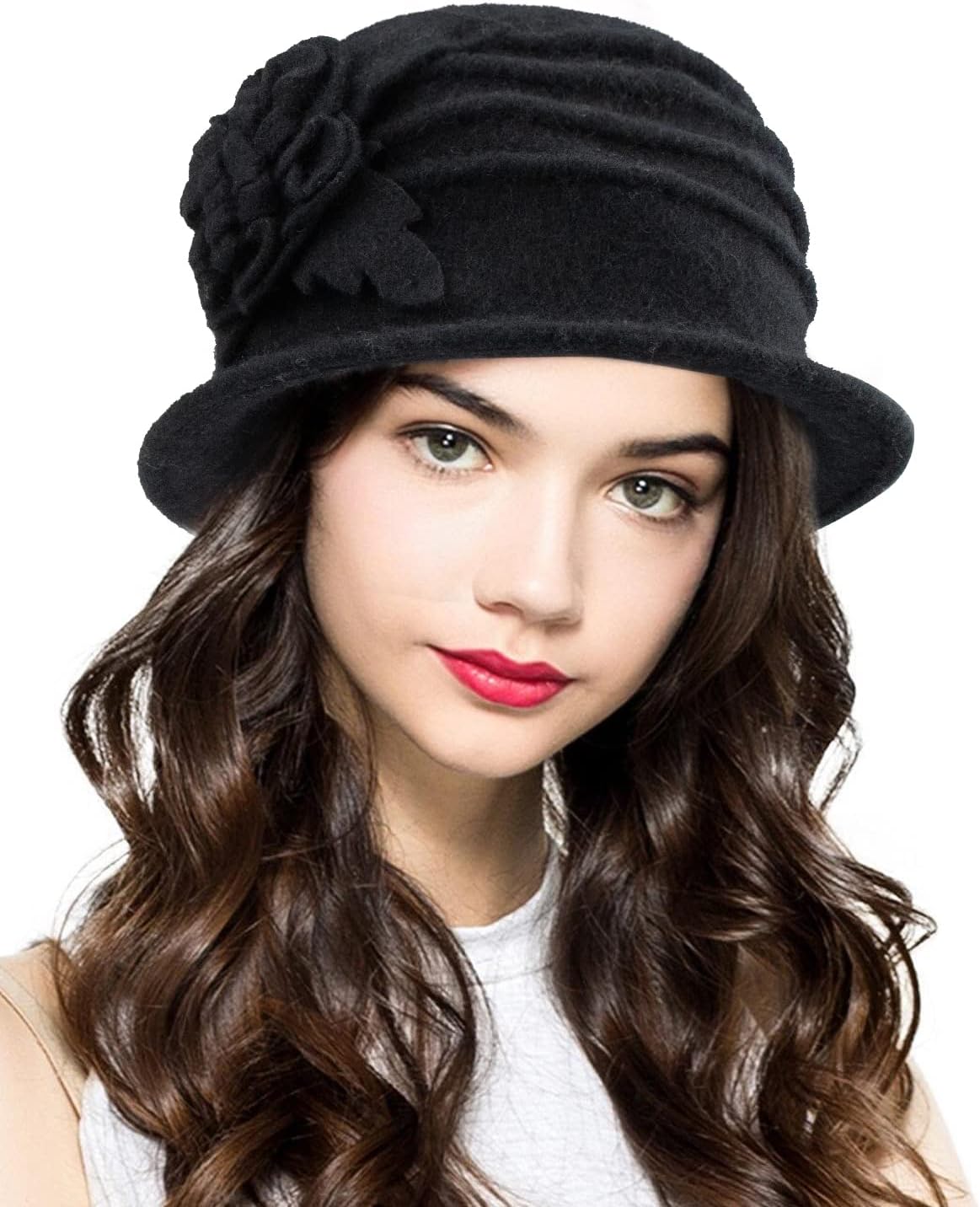 Round Cloche Hat for Women Vintage Wool 1920s Cloche Winter Hat