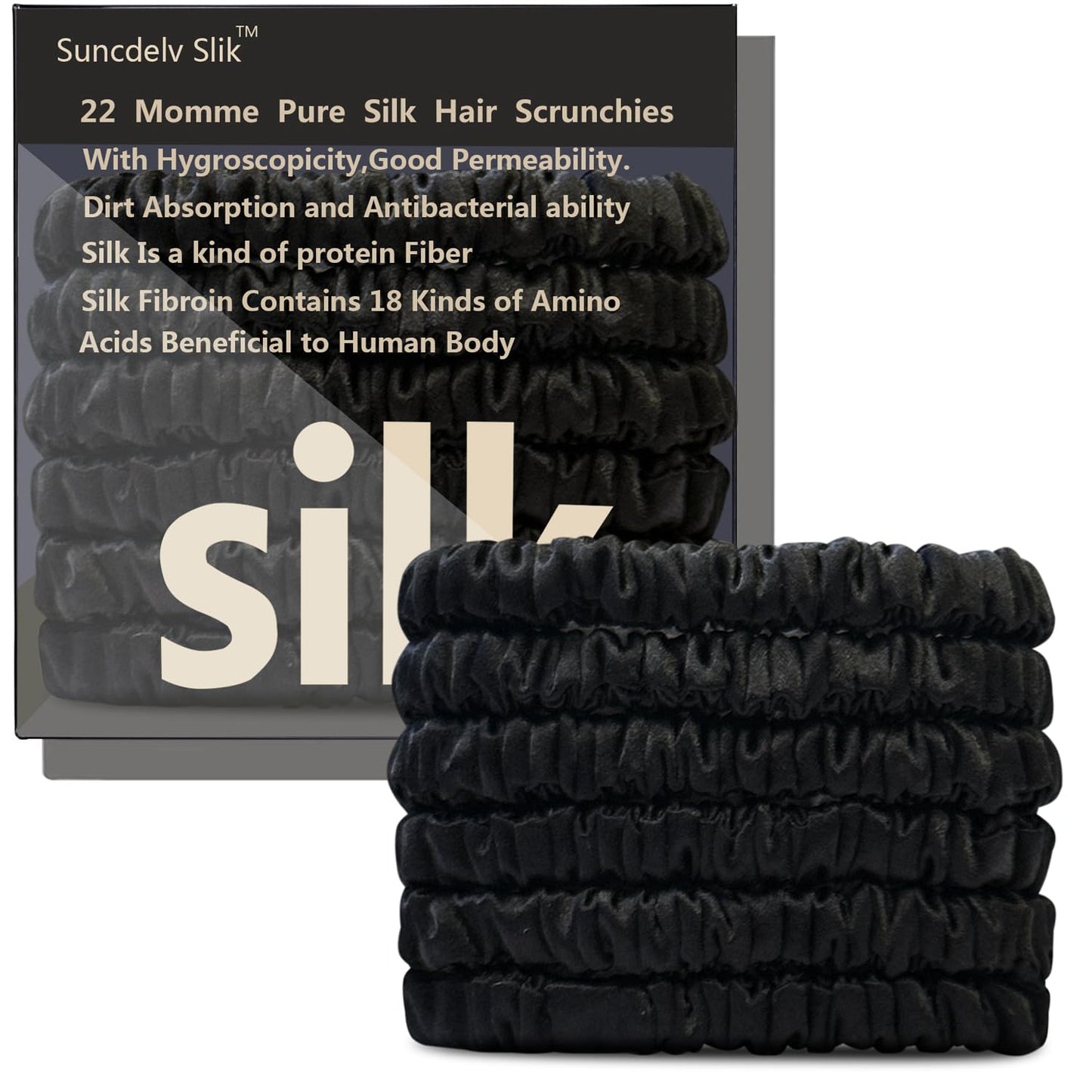 Silk Hair Towel, Friction-Resistant, Amino Acid-Rich, Durable, Breathable (6PCS(Bean Paste, Rose Gold, Rice White))