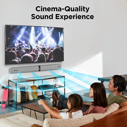 Sound Bar for Smart TV,90W Soundbar with Bluetooth/ARC/Optical/AUX Connect, Auto Volume Boost, 3 Customizable Equalizer Modes, 2 in 1 Detachable Soundbar for TV/PC/Gaming/Projectors