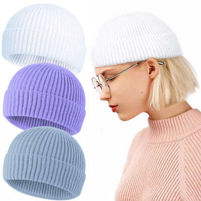 ROYBENS Swag Wool Knit Cuff Short Fisherman Beanie for Men Women, Winter Warm Hats