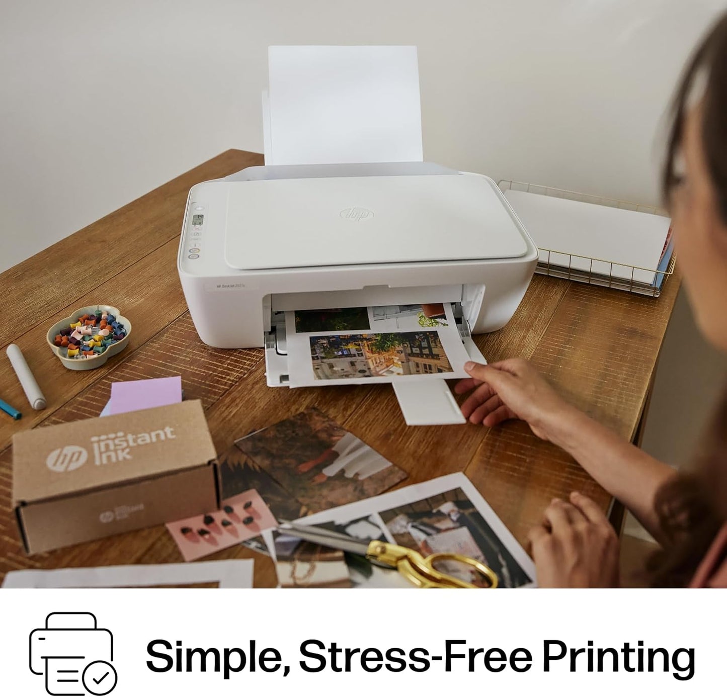 HP DeskJet 2827e Wireless All-in-One Color Inkjet Printer, Scanner, Copier, Best-for-Home, 3 Month Instant Ink Trial Included, AI-Enabled (6W7F5A)