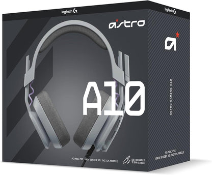 Logitech G Astro A10 Gen 2 Cross-Platform Wired Gaming Headset for PlayStation 5/4, Xbox S|X, Nintendo Switch, PC: 3.5mm Headphone Jack, 32mm Drivers, Flip-to-Mute Mic, Over-Ear - Grey