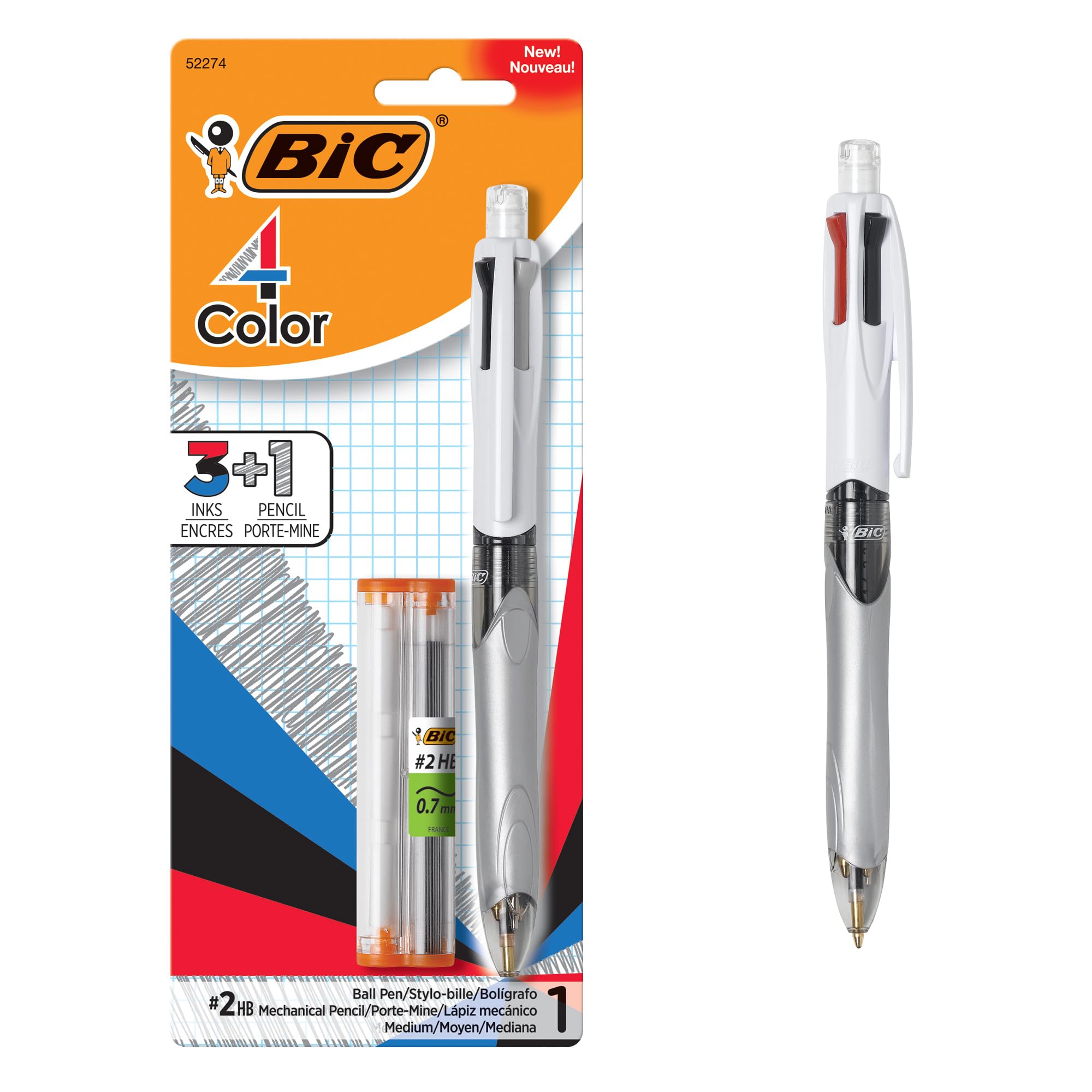BIC 4 Color Pastel Ballpoint Pen with 1.0 mm Medium Point, Retractable, 12-Count Pack in Assorted Ink