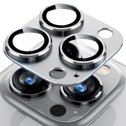 Uyiton Compatible with iPhone 17 Pro Max Camera Lens Protector - [Not Easy to Break][Strong Adsorption][Case-Friendly] Metal Tempered Glass Rear Camera Screen Cover - Deep Blue