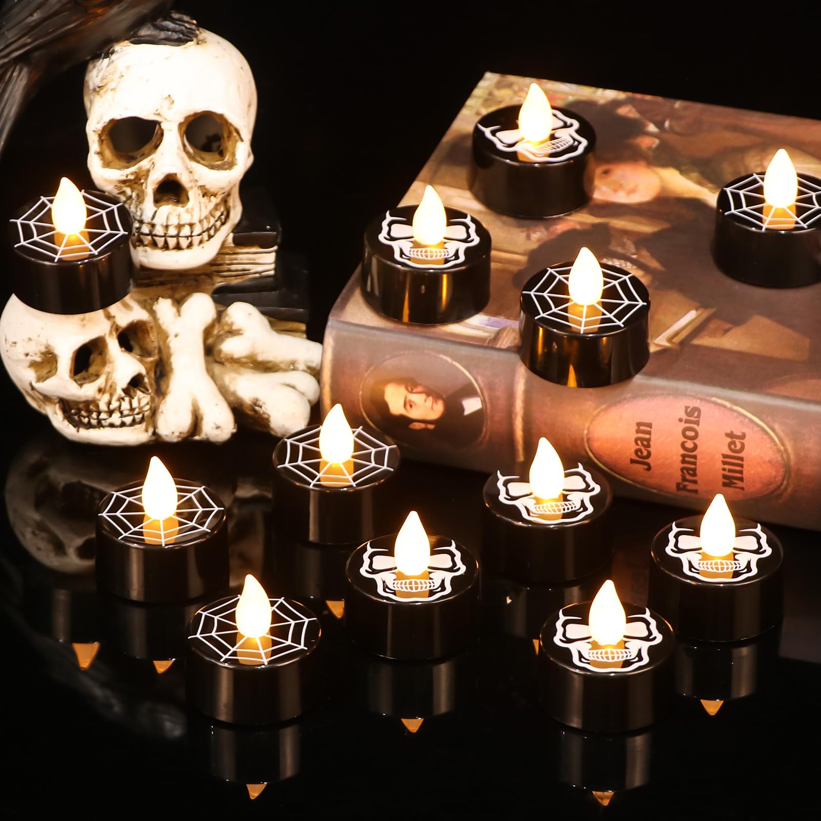 GenSwin Halloween Flameless Votive Candles Color Changing with Remote Timer, Battery Operated LED Tealight Candles for Halloween Home Decoration Gifts(6 Pack, 1.5” x 2”)(Battery Included)