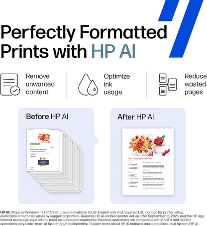 HP DeskJet 2827e Wireless All-in-One Color Inkjet Printer, Scanner, Copier, Best-for-Home, 3 Month Instant Ink Trial Included, AI-Enabled (6W7F5A)