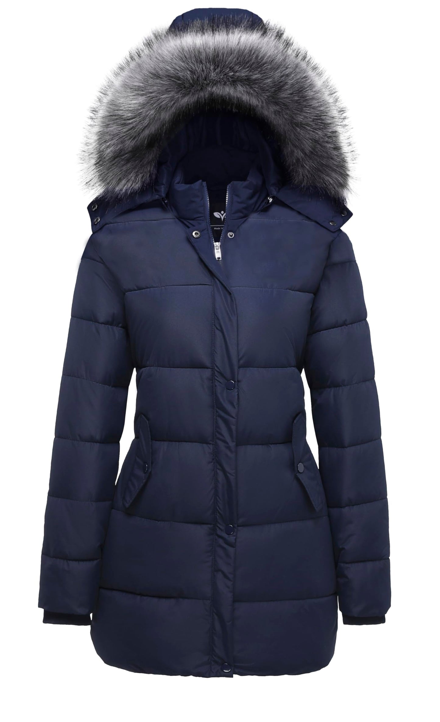 GGleaf Women's Winter Thicken Puffer Coat Warm Snow Jacket with Fur Removable Hood