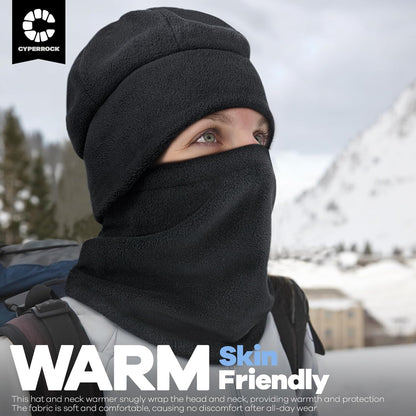 Winter Beanie Hat Scarf Set with Ear Flaps for Men Women Knit Fleece Lined Skull Cap Windproof Neck Warmer Gaiter