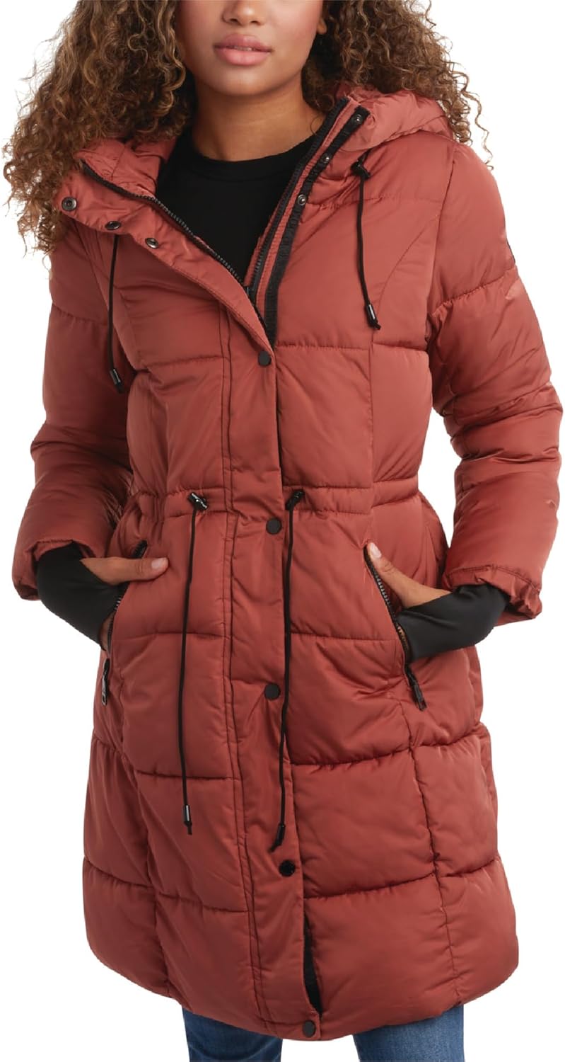 Steve Madden Womens Winter Coat - Insulated Long Hooded Quilted Parka Puffer Jacket - Warm Winter Jacket for Women