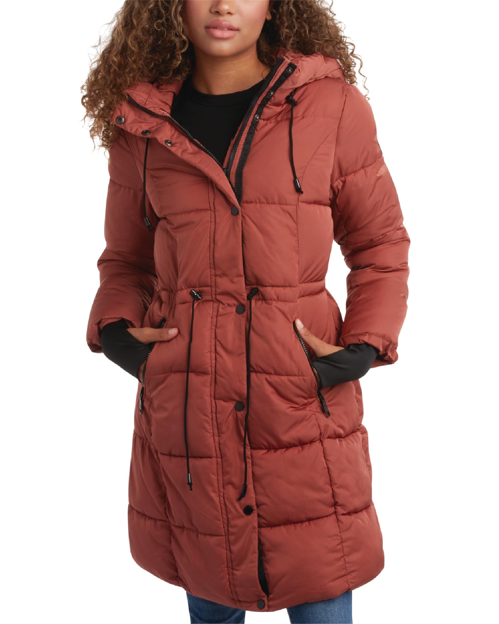 Steve Madden Womens Winter Coat - Insulated Long Hooded Quilted Parka Puffer Jacket - Warm Winter Jacket for Women