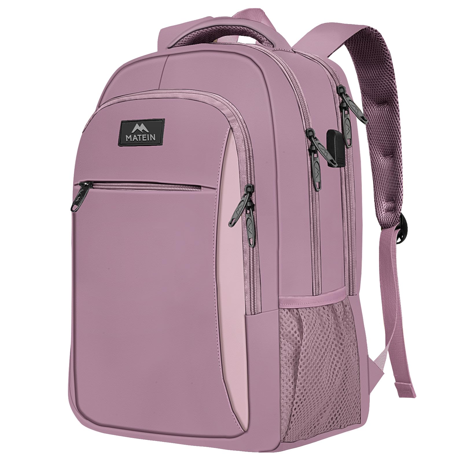 MATEIN Travel Laptop Backpack, Business Anti Theft Slim Sturdy Laptops Backpack with USB Charging Port, Water Resistant College School Computer Bag Gift for Men & Women Fits 15.6 Inch Notebook, Grey