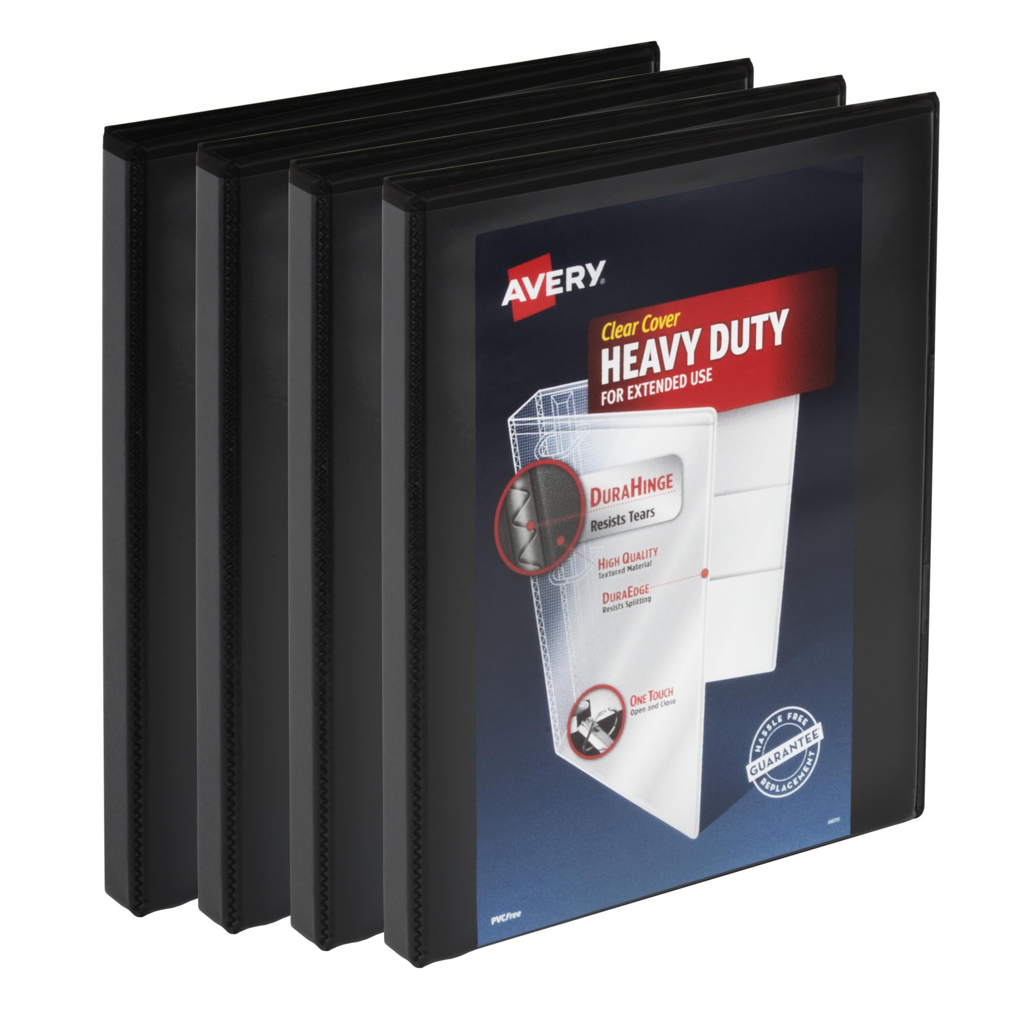 Avery Heavy-Duty View 3 Ring Binder, 1" One Touch Slant Rings, Holds 8.5" x 11" Paper, 1 Black Binder (05300)