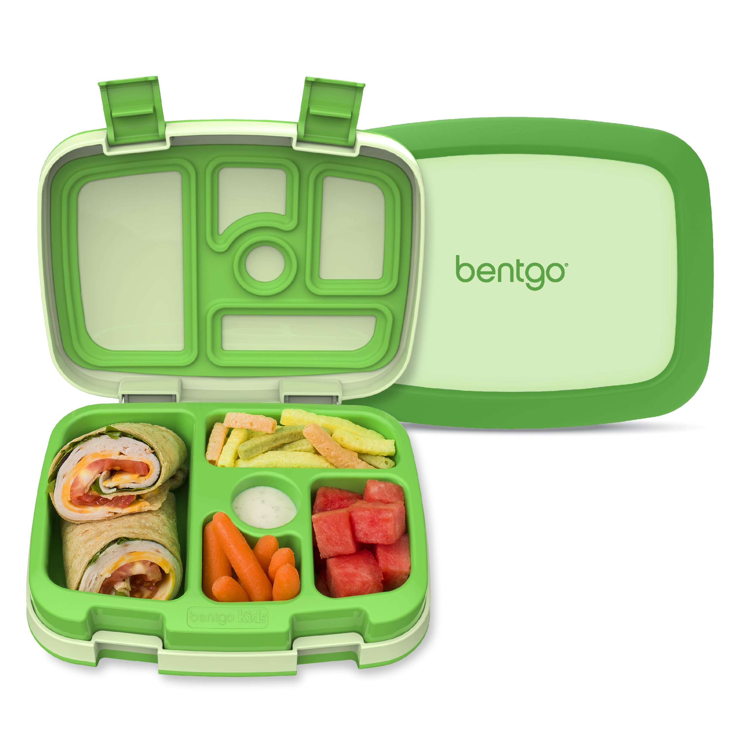 Bentgo Kids Bento-Style 5-Compartment Leak-Proof Lunch Box - Ideal Portion Sizes for Ages 3 to 7 - Durable, Drop-Proof, Dishwasher Safe, PFAS & BPA-Free & Made with Food-Safe Materials (Orange)