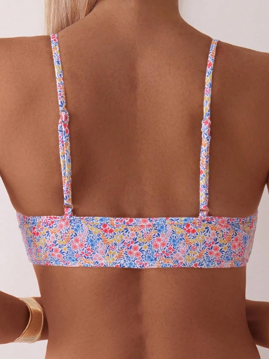 Limeeke Women's Bikini Sets Ditsy Floral Print Ruched Two Piece Swimsuits Spaghetti Strap Swim Bathing Suit 2025
