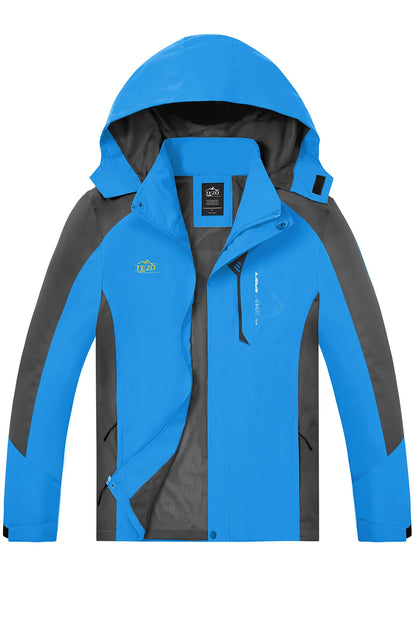 TEZO Mens Rain Jacket Waterproof with Hooded Hiking Coat Lightweight Windbreaker