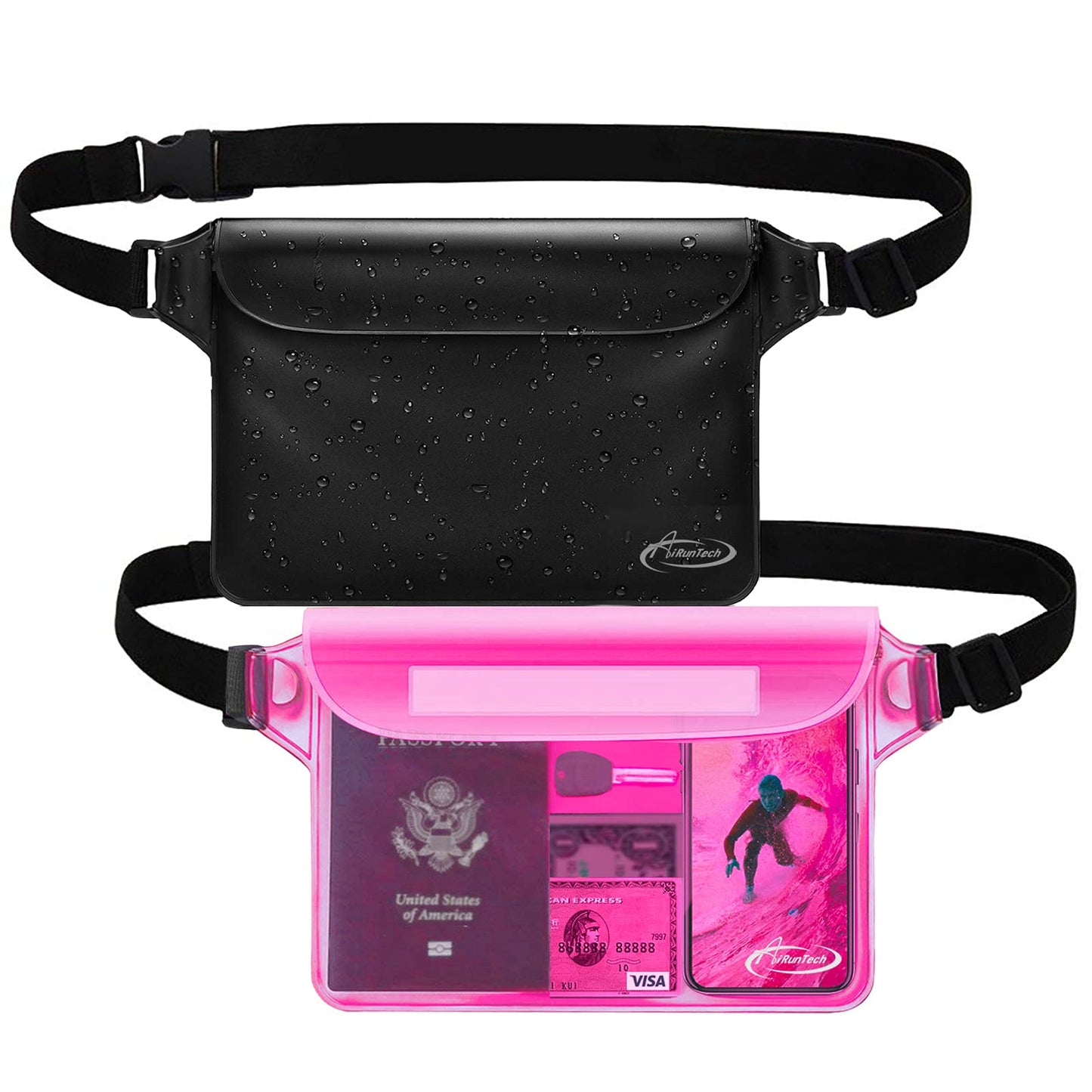 AiRunTech Waterproof Fanny Pack,Waterproof Pouch for Phone Passport Wallet Purse with Waist Strap,Floating Waterproof Bags for Travel Beach Swimming Kayaking Boating Pool Accessories