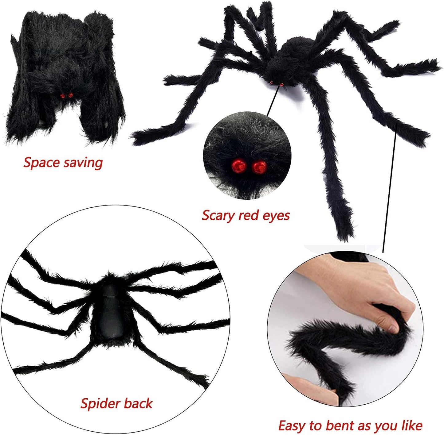 Halloween Decorations - 295" Halloween Spider Web Decorations Outdoor + 59" Giant Fake Spider with Triangular Huge Spiders Web - Scary Decor Clearance for Yard, Patio, Garden, Haunted House Décor