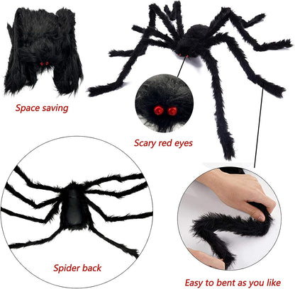 Halloween Decorations - 295" Halloween Spider Web Decorations Outdoor + 59" Giant Fake Spider with Triangular Huge Spiders Web - Scary Decor Clearance for Yard, Patio, Garden, Haunted House Décor