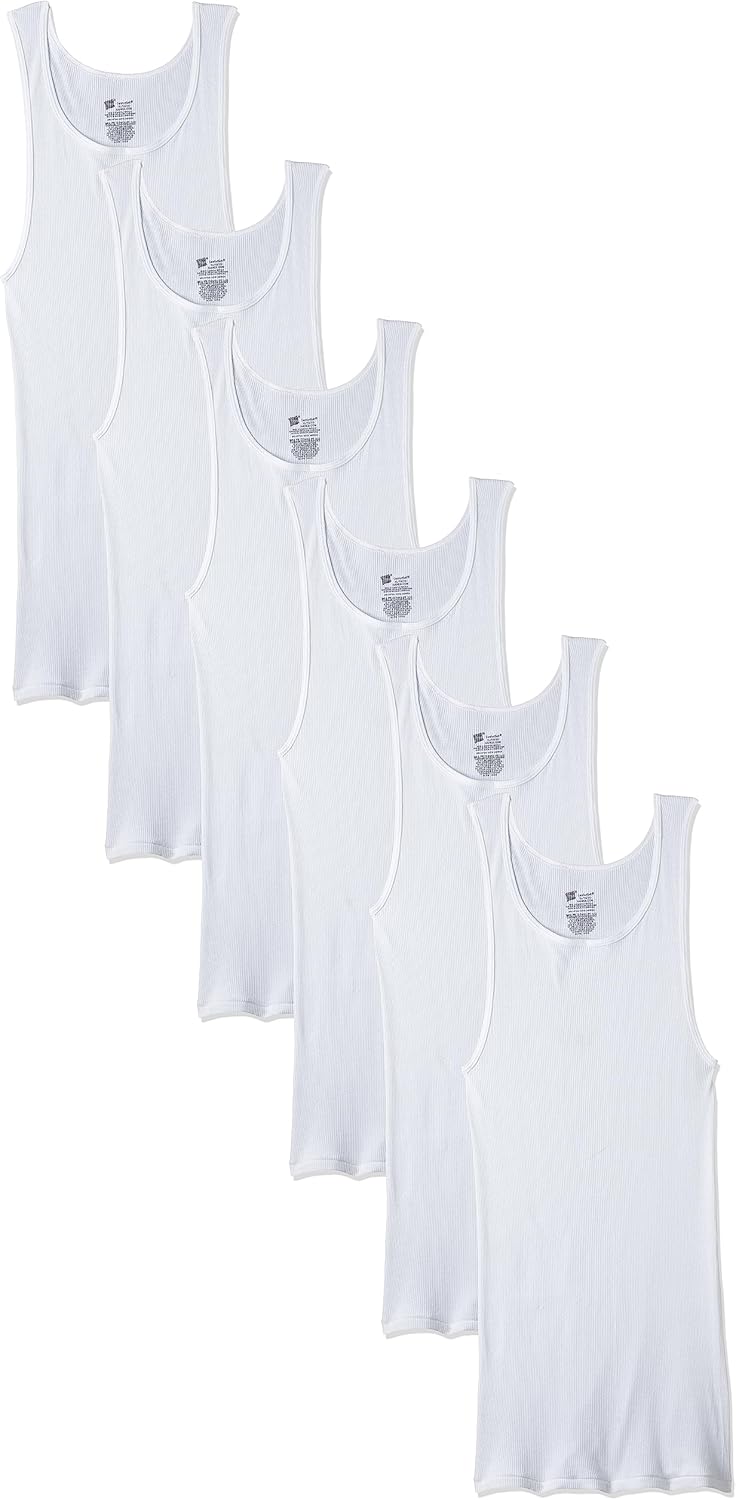 Hanes Men Hanes Men's Cotton Tank Undershirts Pack, Moisture-Wicking Ribbed Tanks, lightweight Cotton Tank Undershirts
