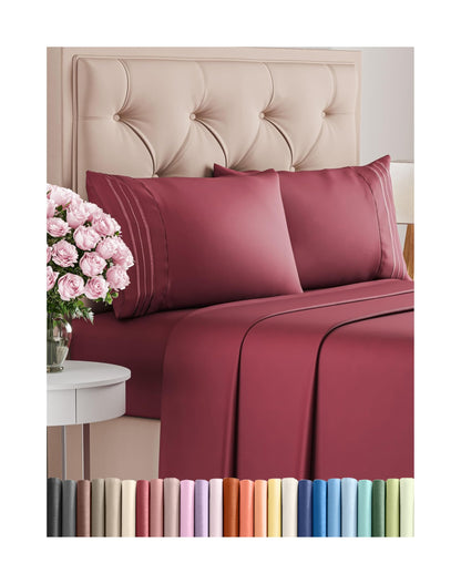 Queen Size 4 Piece Sheet Set - Comfy Breathable & Cooling Bed Sheets Set - Hotel Luxury Bedding for Women, Men, Kids, Teens, Boys & Girls - Deep Pockets, Ultra-Soft, Wrinkle Free - Oeko-Tex - Black