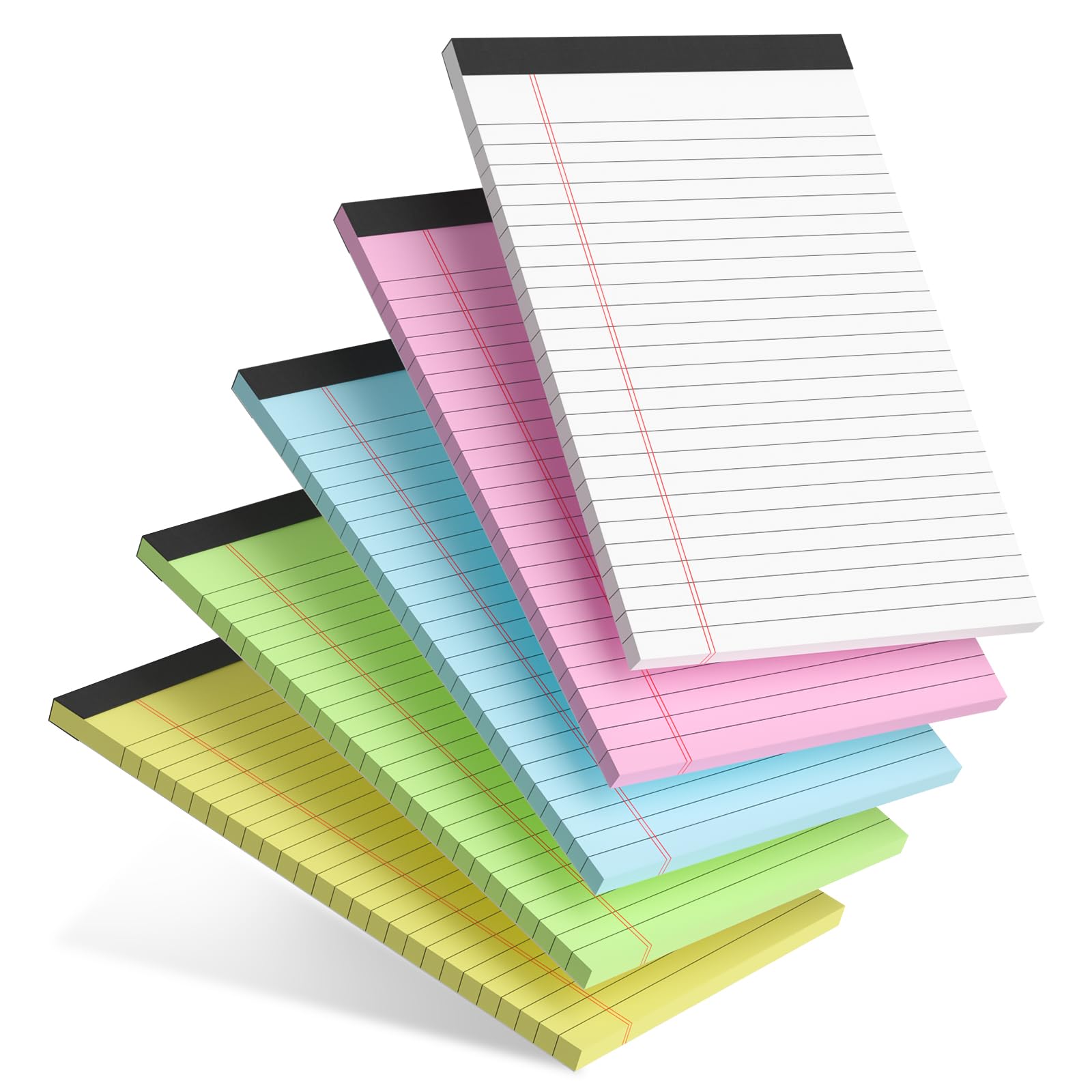 5pcs Colored Note Pads 5x8 College Ruled Small Legal Pads Paper Notepads 5 Pack Study Back Writing Pads 5 x 8 Paper Pads Perforated Narrow Ruled Pads of Paper