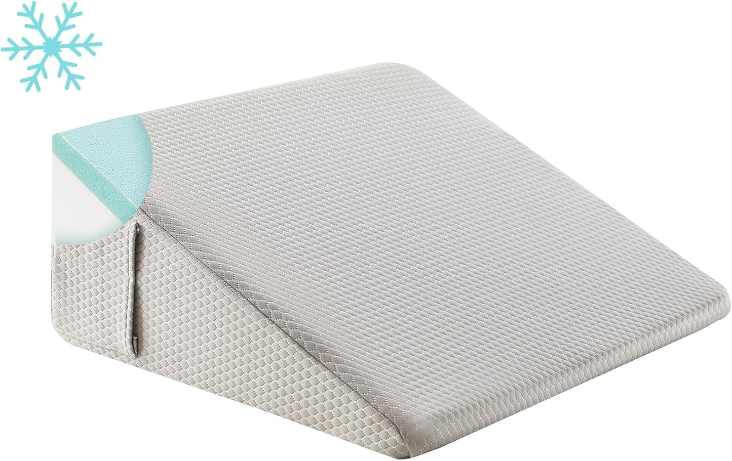 Bedluxe Wedge Pillow,10 inch Bed Wedge Pillow for Headboard, Pillow Wedge for Acid Reflux Relief, Sleeping, After Surgery, Snoring, Gerd, Triangle Pillow Wedge - Cooling Memory Foam Top, Grey