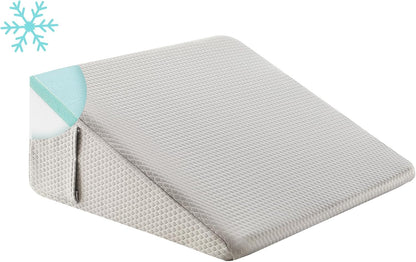 Bedluxe Wedge Pillow,10 inch Bed Wedge Pillow for Headboard, Pillow Wedge for Acid Reflux Relief, Sleeping, After Surgery, Snoring, Gerd, Triangle Pillow Wedge - Cooling Memory Foam Top, Grey