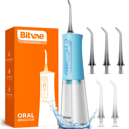 Bitvae Water Dental Flosser for Teeth, Cordless Water Teeth Cleaner Picks, 3 Modes 5 Intensities, IPX7 Waterproof, Rechargeable Water Dental Picks for Cleaning - Black