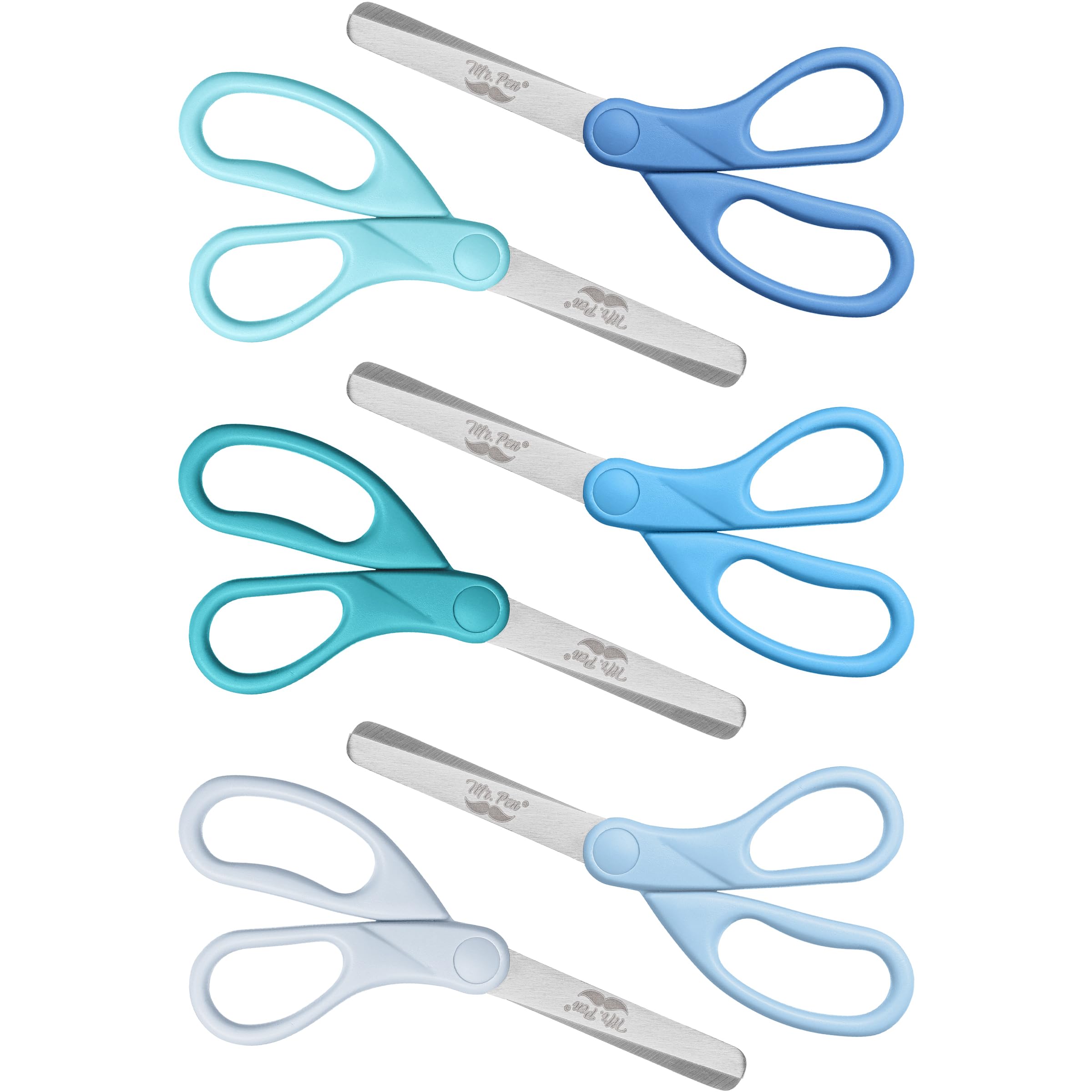 Mr. Pen Kids Scissors - 6 Pack, 5 Inch, Colored Toddler Safety Scissors for Kids, School & Preschool
