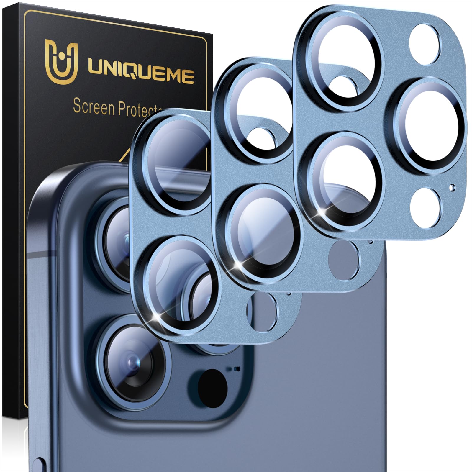 UniqueMe Compatible for 3 Pack iPhone 17 Pro Camera Lens Protector - [Drop Protection] 9H Tempered Glass Camera Cover Screen [Update New Version]【Not for 17 Pro Max】