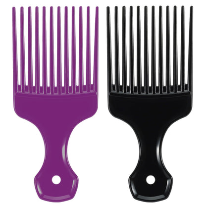 2 Pcs Hair Pick Wide Tooth Lift Hair Comb for Hair Styling Detangling Plastic Afro Pick for Women Men