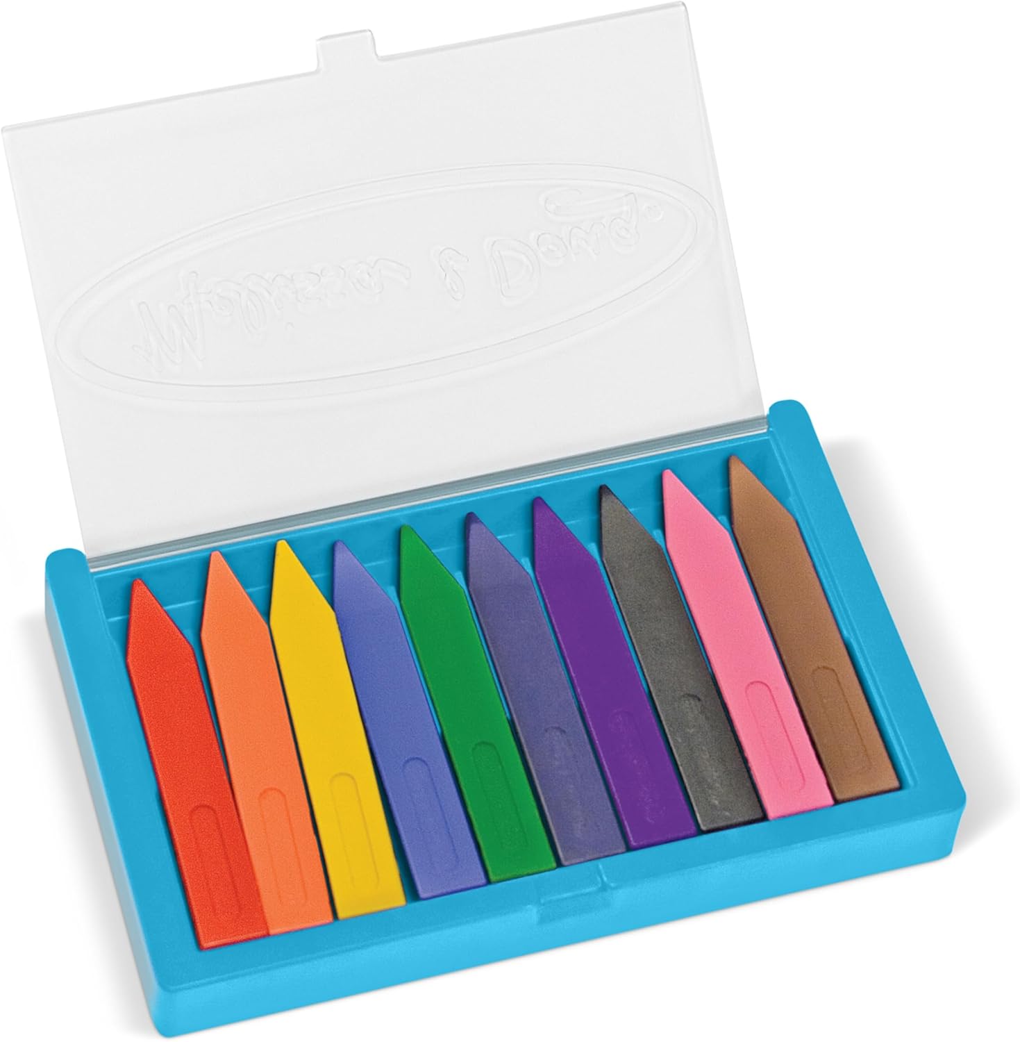 Melissa & Doug Jumbo Triangular Crayons - 10-Pack, Non-Roll, Flip-Top Case