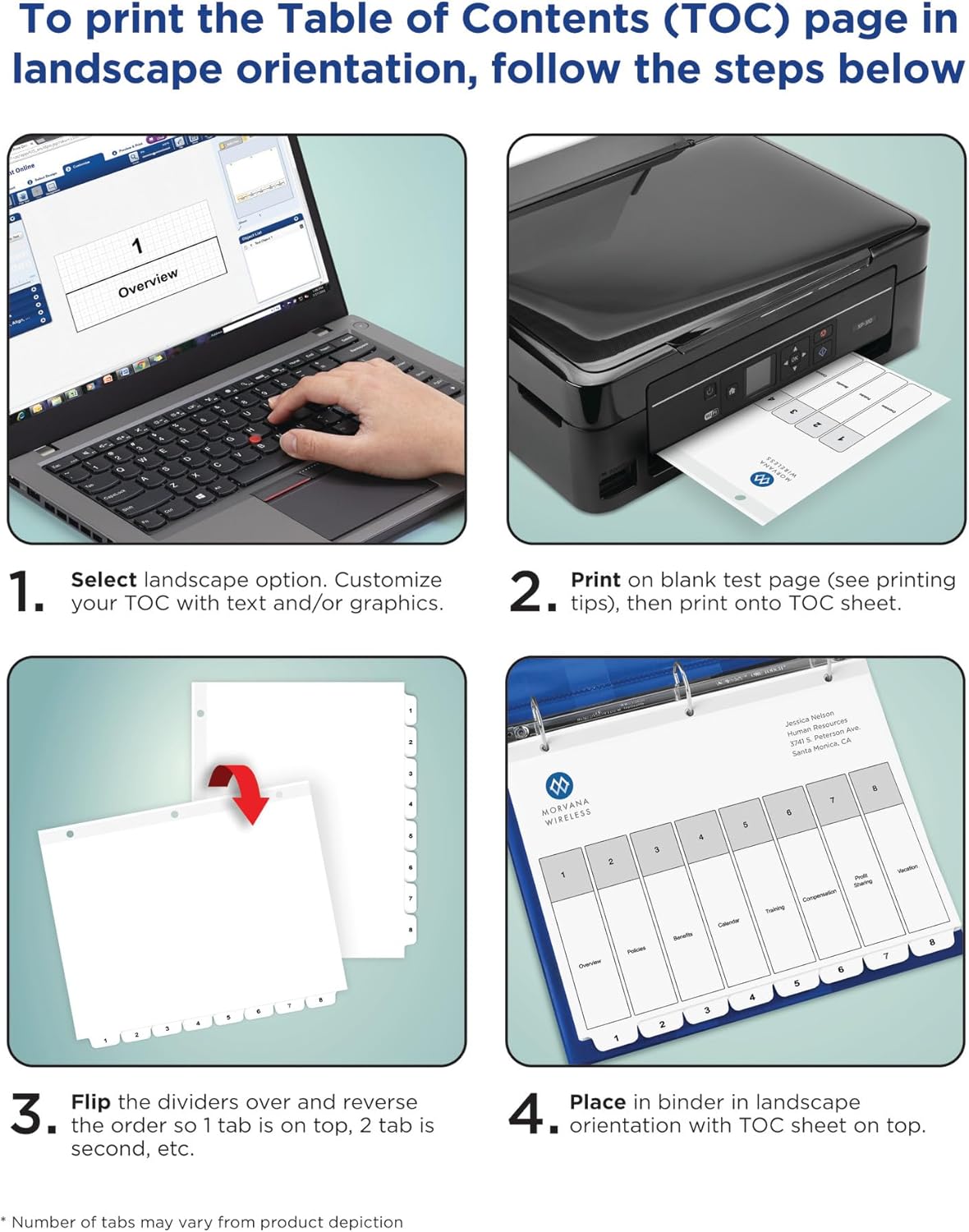 Avery A-Z Tab Dividers for 3 Ring Binder, Customizable Table of Contents, Multicolor, 1 Set (11125)