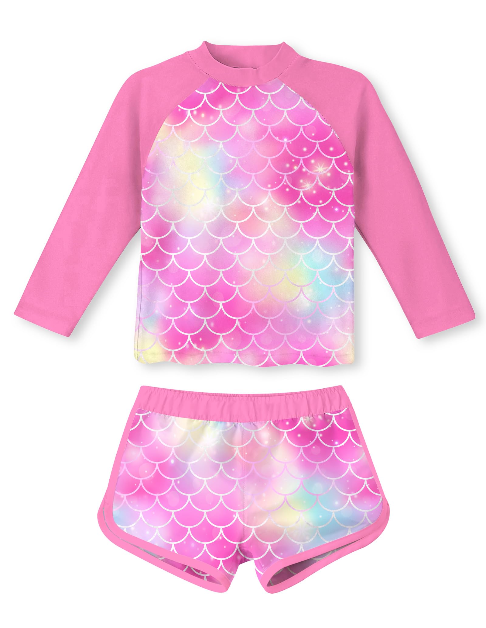 Vogseek Girls Rash Guard Two Pieces Swimsuit Long Sleeve Bathing Suit for 3-10 Years
