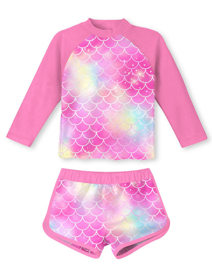 Vogseek Girls Rash Guard Two Pieces Swimsuit Long Sleeve Bathing Suit for 3-10 Years