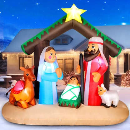 7 FT Christmas Inflatables Giant Snowman Outdoor Decorations, Blow up Snow Man Yard Decor Built-in Bright LED Light Wear Magic Hat, Weatherproof Holiday for Garden Patio Lawn Party Xmas Gifts