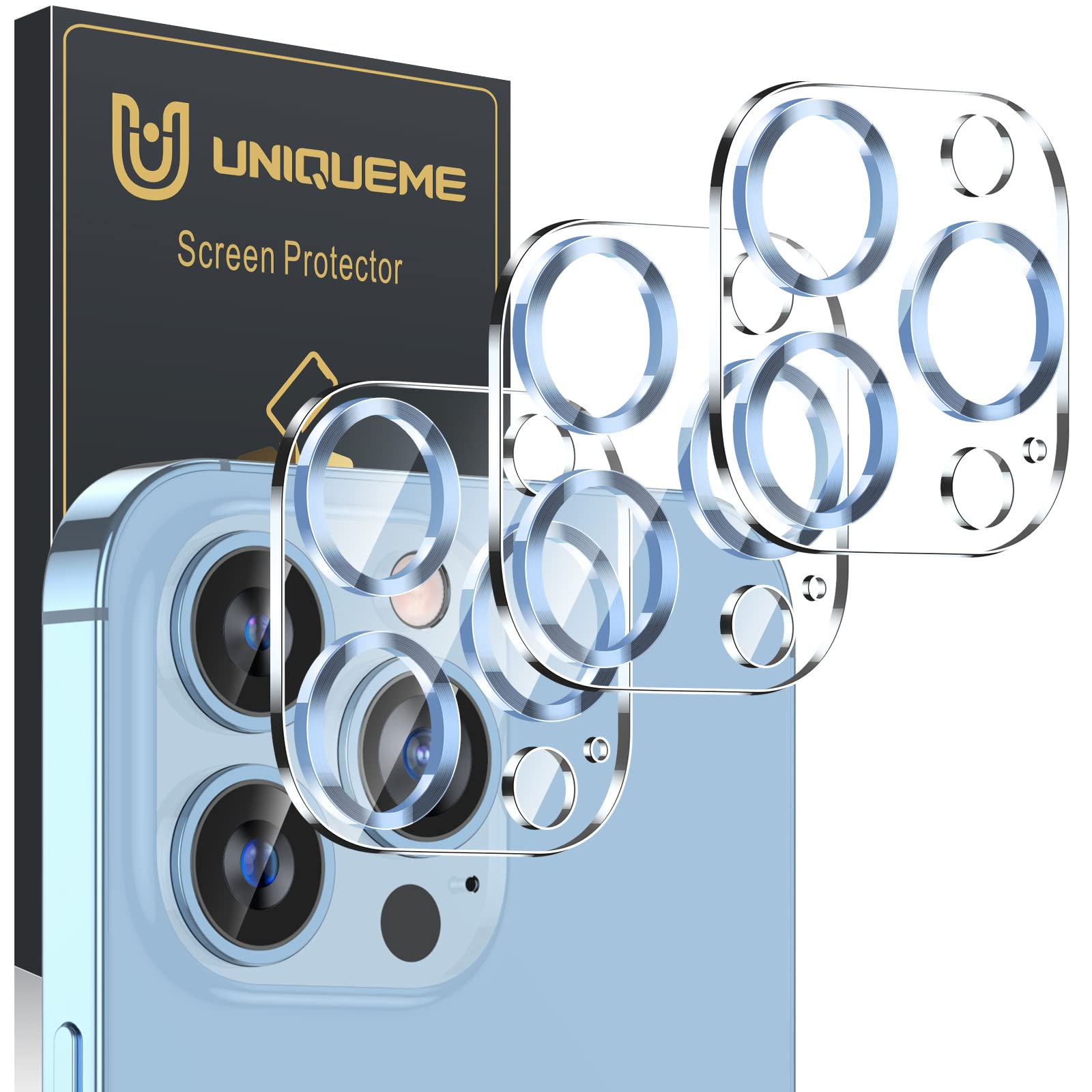 UniqueMe Compatible for 3 Pack iPhone 17 Pro Camera Lens Protector - [Drop Protection] 9H Tempered Glass Camera Cover Screen [Update New Version]【Not for 17 Pro Max】