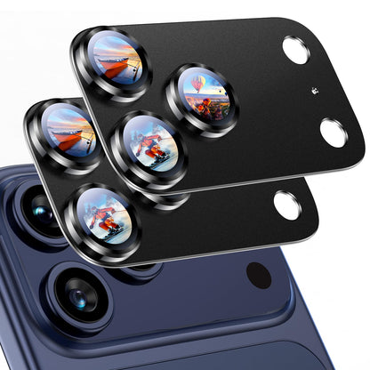 Uyiton Compatible with iPhone 17 Pro Max Camera Lens Protector - [Not Easy to Break][Strong Adsorption][Case-Friendly] Metal Tempered Glass Rear Camera Screen Cover - Deep Blue
