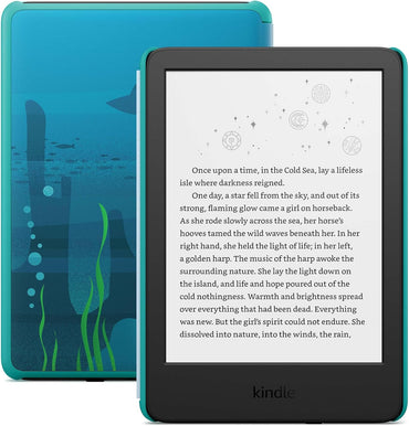 Amazon Kindle Kids 16GB (newest model) - If it breaks, we will replace it, includes ad-free books and cover, with glare-free display, faster page turns - Ocean Explorer