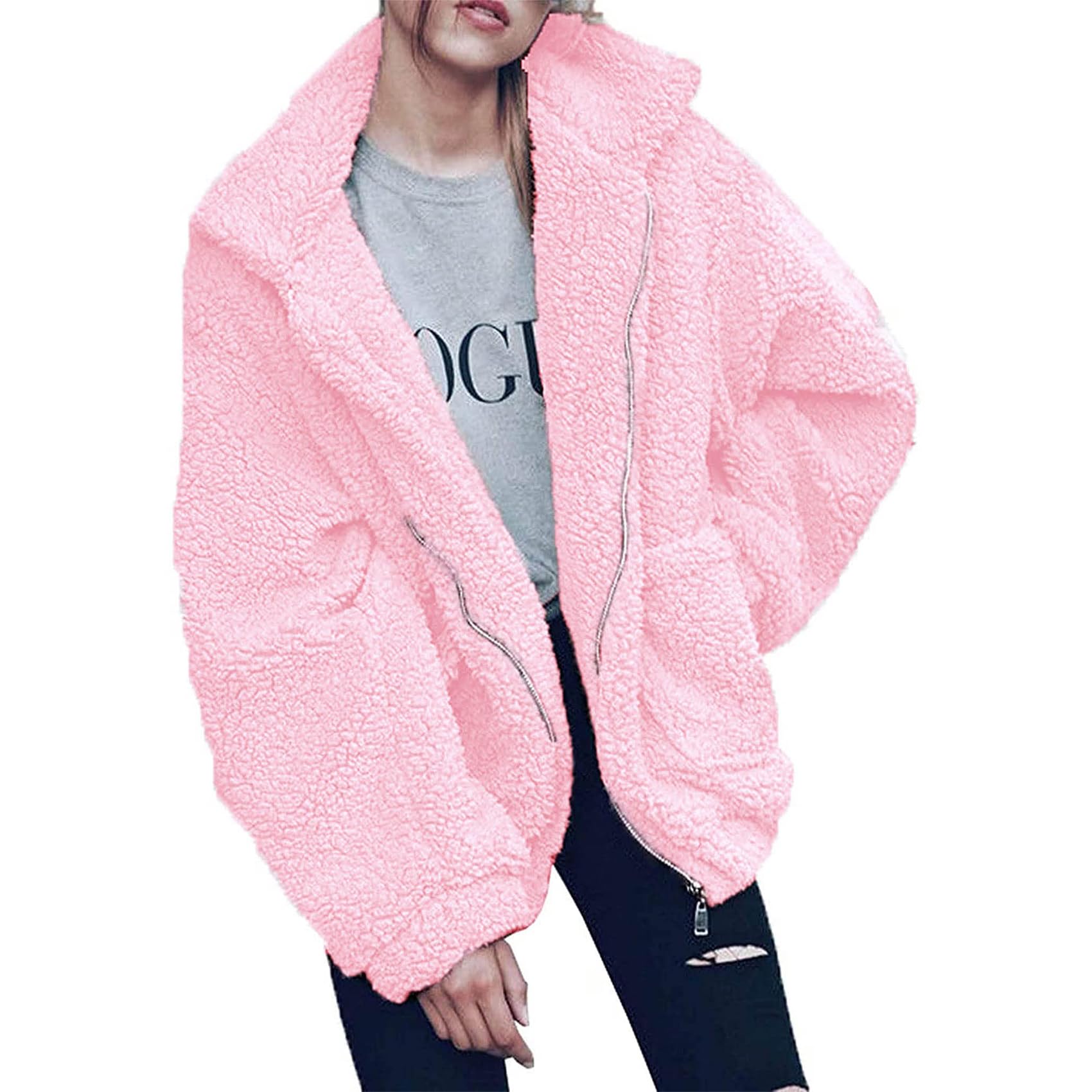PRETTYGARDEN Women's Fashion Winter Coats Sherpa Fleece Faux Fur Shearling Oversized Trendy Jackets Warm Outerwear Clothing